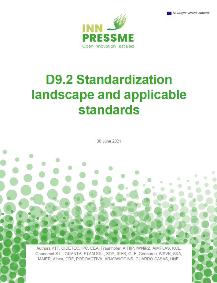 Standardisation and applicable standards for plant based nanoenabled biomaterials for packaging, transport and consumer goods (INN-PRESSME project deliverable)