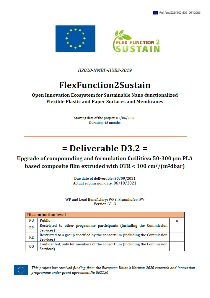 Compounding and formulation facilities for bio-based composite plastic films (FlexFunction2Sustain Project Deliverable)